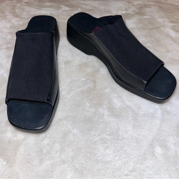 Easy Spirit Black 90s Platform Wedge Slides Size 8 - Picture 5 of 14